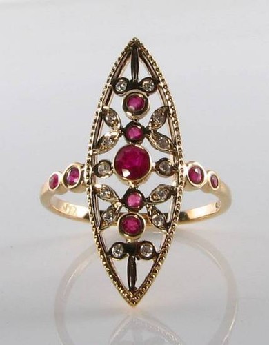 Bague art déco marquise rubis - déco,