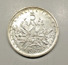 5 FRANCS SEMEUSE ARGENT  1967 SUP /SPL RARE petit tirage
