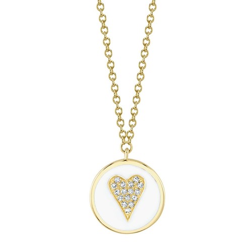 Blanc émail diamant collier - diamant,