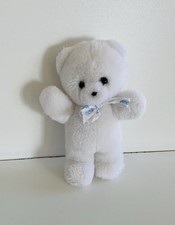 Peluche Ours Blanc Ruban NOUNOURS Doudou 20cm Vintage Grelots