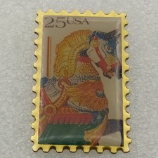 Pin's HIPPISME-Timbre USA 25-Cheval Manège -Livraison gratuite-P1E9