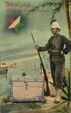Libye - Carte postale coffre Benghazi, gloire de l'armée italienne