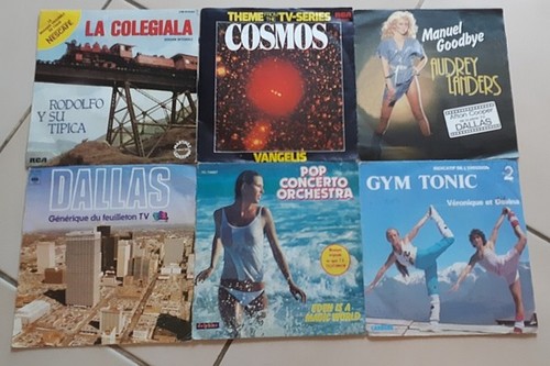 Lot disques vinyles 45 - de, 12