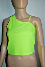 Haut crop top bretelle asymétrique jaune fluo taille S soit 36