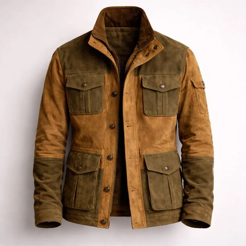 Men suede leather jacket two - leather,