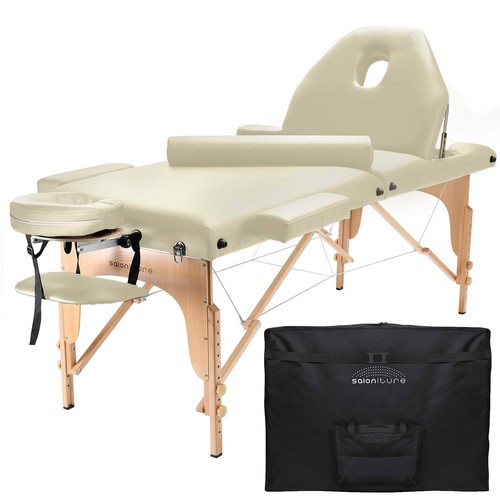 Portable cream massage table - cream,
