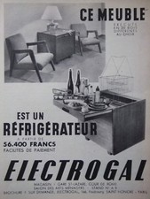 PUBLICITÉ DE PRESSE 1950 MEUBLE EN 20 BOIS RÉFRIGÉRATEUR ELECTROGAL -ADVERTISING