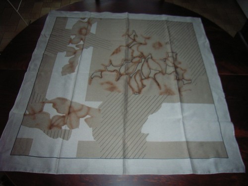 Foulard beige marron crêpe - foulard,