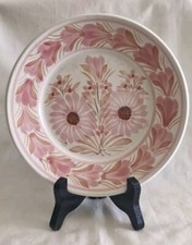 Belle Ancienne Soucoupe HB Île D'oléron Décor Fleurs Et Frise Rose