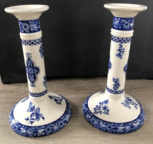 Paire bougeoirs faïence - paire, blanc