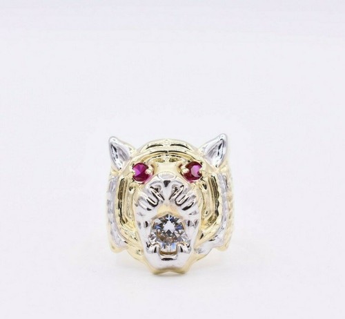 Homme tigre lion tête bague - lion,