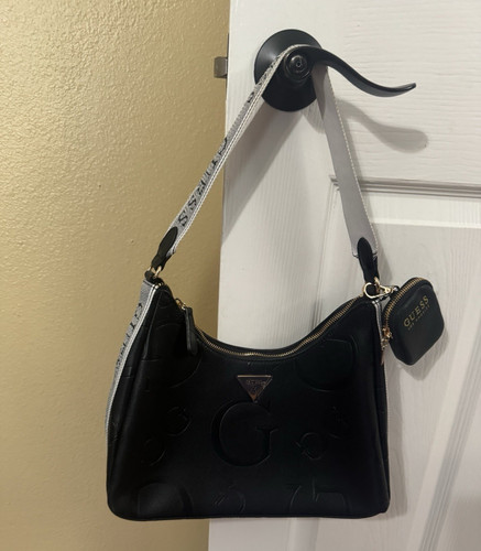 Guess black logo pebbled - black,