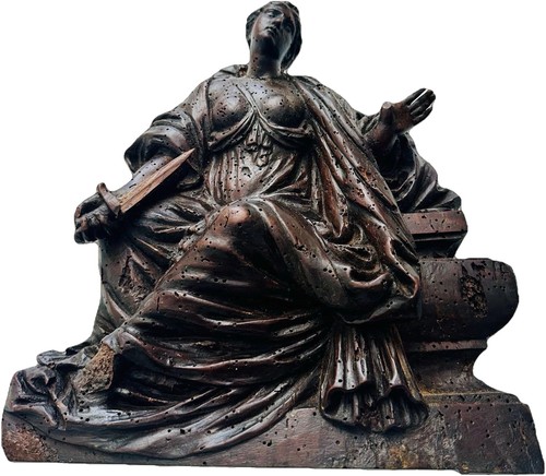 Sculpture bois xvii lucrèce - sculpture,