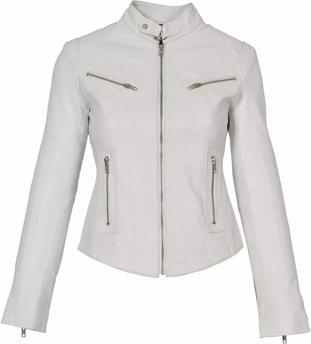 Blouson moto motard blanc - , en