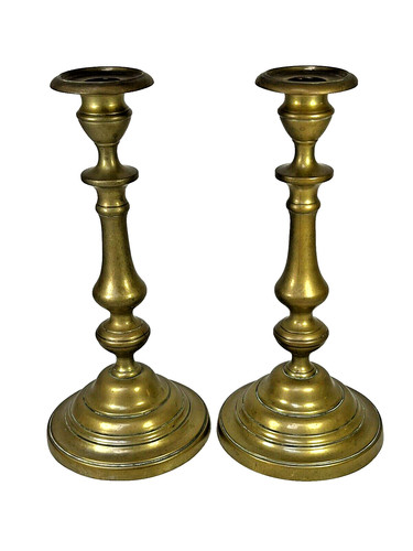 Paire bougeoirs anciens en - paire,