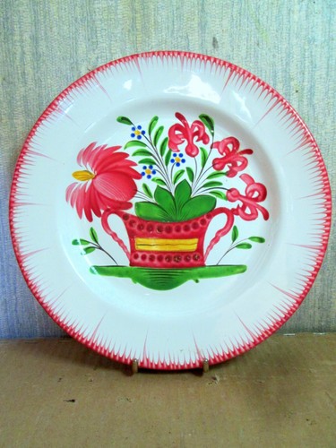 Assiette pot fleuri faience - assiette,