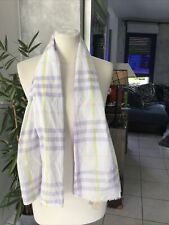 Chèche écharpe étole BURBERRY tartan lilas mauve/jaune très bon état