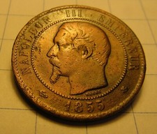 Monnaie France 10 Centimes Napoléon III 1855 BB Réf. Gad. 248 TTB .