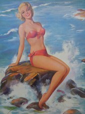 Pin Up Vintage Maillot De Bain.   Chromo Image Ancienne Années 50.   CHPU06