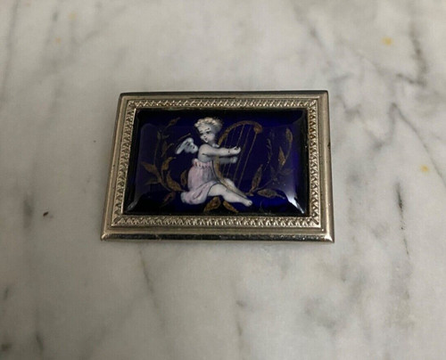 Broche émaux décor - à,
