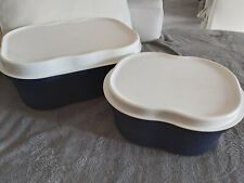 tupperware lot 2 deux boîtes boulangère pâtisseries  pain  beige et bleu Marine 