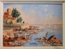 Tableau par Faritteq années 60 expressionniste . huile 16cm x 22cm. 