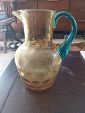 PICHET ANCIEN GEORGE SAND VERRERIE DE PORTIEUX DEBUT XXemeS BLEU ET AMBRE TBE