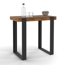 Table haute de bar PHOENIX bois foncé effet vieilli et noir 113 cm