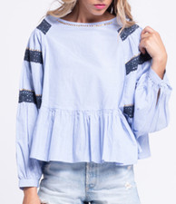 Haut Savage Culture Coton Bleu
