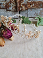 ANCIENNE COURONNE DE MARIEE GLOBE FLEURS EN CIRE DIADEME NAPOLEON III