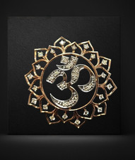 Pendentif Élégant Hindu Religieux Om Aum 14K Or Rose 0,27 TCW Diamants Naturels