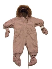 COMBINAISON PILOTE BONPOINT T.6 MOIS CAPUCHE EN VÉRITABLE FOURRURE D'ÉLEVAGE