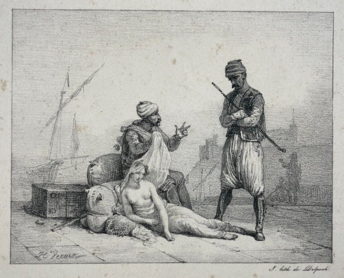 Marchand esclaves lithographie - esclaves,