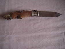 ANCIEN COUTEAU CHASSE PLIANT , MANCHE PIED BICHE OU CHEVREUIL