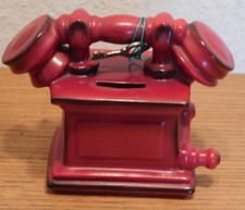 TIRELIRE clé TELEPHONE ROUGE en ceramique porcelaine allemande GOEBEL red phone