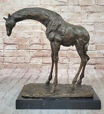 Sculpture En Bronze De Girafe Africaine Élégante Signée Milo Wildlife Collecti