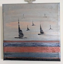 Tableau toile peinture moderne contemporain abstrait marine mer signé unique