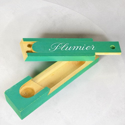 Ancien plumier bois vert - plumier,