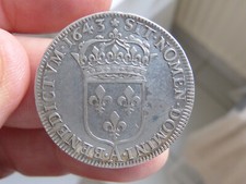 1/2 Ecu de louis XIII 1643 A  - rose - 2ème poinçon de Warin