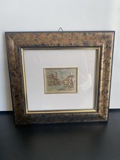 Cadre Peinture tableau D’art Sur Plaque d’argent.  XXeme M. Angelillo