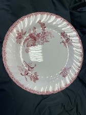 Rare Grand Plat Rond Diamètre 33,5 Cm Fontanges perlé rouge Sarreguemines (50)