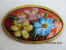Ancienne broche en émail émaux signée Limoges antique jewelry enamel brooch