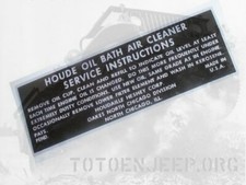 DECALCOMANIE POSE A L EAU FILTRE A  AIR JEEP CJ2 CJ3  us ww2 . jeep willys