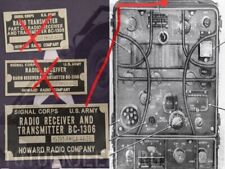 label plaque plaquette  POSTE RADIO BC 1306 HOWARD ALU  jeep willys  us ww2