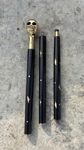 Canne gothique bois noir - canne,