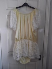 BÉBÉS ADULTES ~ PETITES ~ SERVANTES ~ SISSY~UNISEXE SATIN POPPER BREAK + JUPE ET MANCHES EN DENTELLE