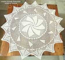 NAPPERON ROND CROCHET d'ART SYLVETTE RAISONNIER ARTISANAT FRANCAIS ECRU  55CM***