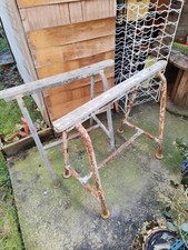 Fond D'atelier Paris 4 : Meuble D'atelier Ancien Tréteaux Fer Et Bois Tubulaire