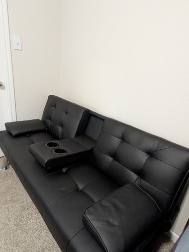Black futon for sleep - black,