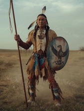 Photo A4 Lakota Sioux – chef guerrier en tenue traditionnelle – 1226
